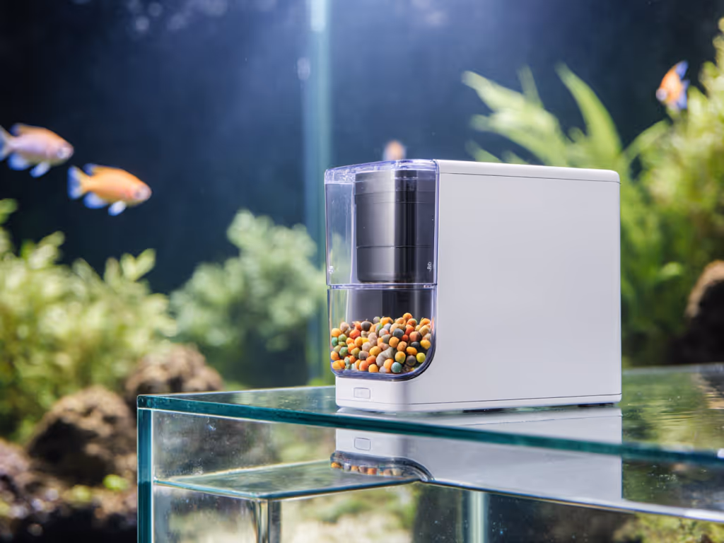 automatic_fish_feeder_mounted_on_aquarium